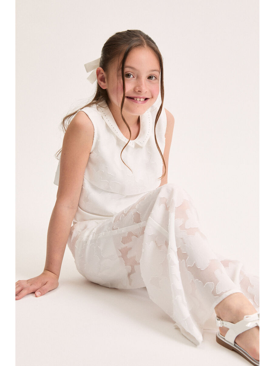pantalone con ricamo floreale 71G402 7990 0001 MONNALISA 
