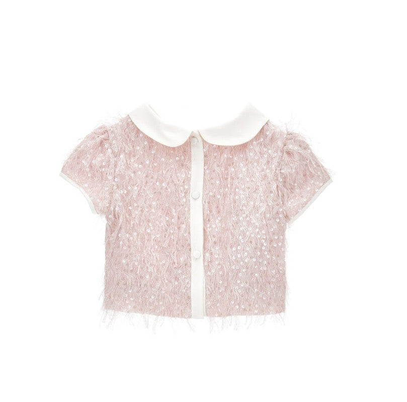 top pailettes e piume 79G300 7024 0091 MONNALISA 