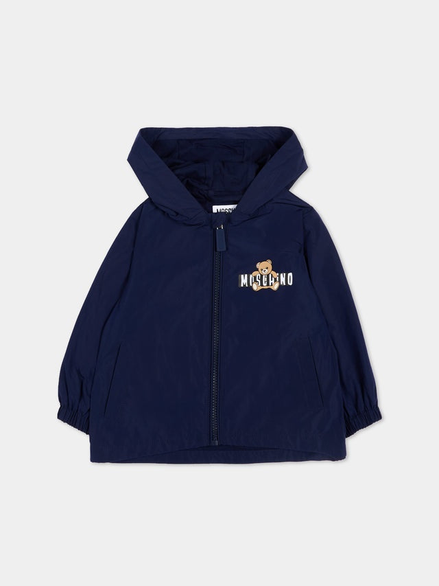 Giubbino impermeabile con logo MUS033 L3A39 40016 MOSCHINO KIDS 