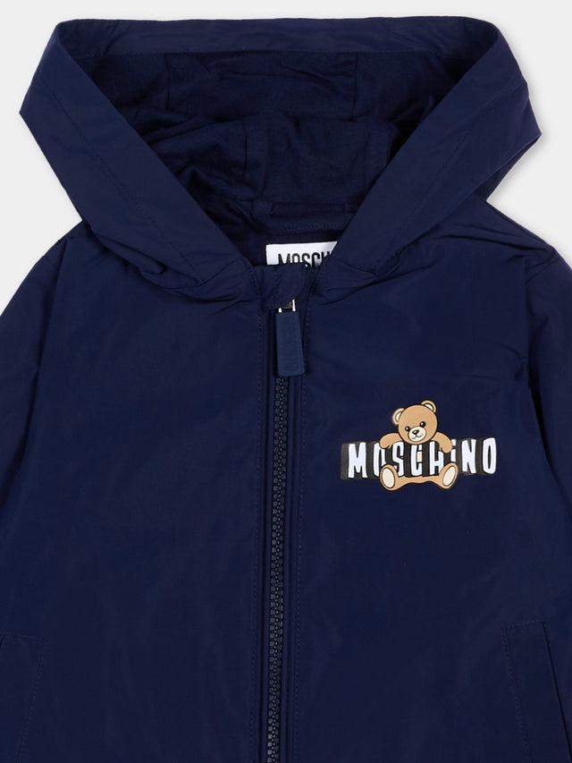 Giubbino impermeabile con logo MUS033 L3A39 40016 MOSCHINO KIDS 