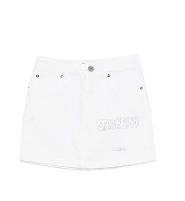 minigonna con logo HBJ03M LSC00 10101 MOSCHINO KIDS 