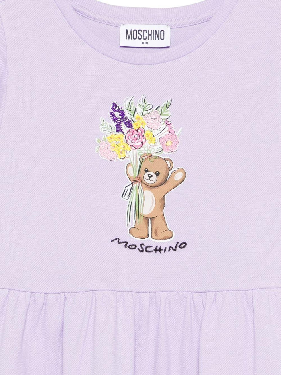 abito con ricamo fiori HDV0HQ LFA06 51683 MOSCHINO KIDS 
