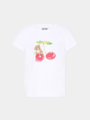 t-shirt con teddy ciliegia HFM06K LBA10 10101 MOSCHINO KIDS 