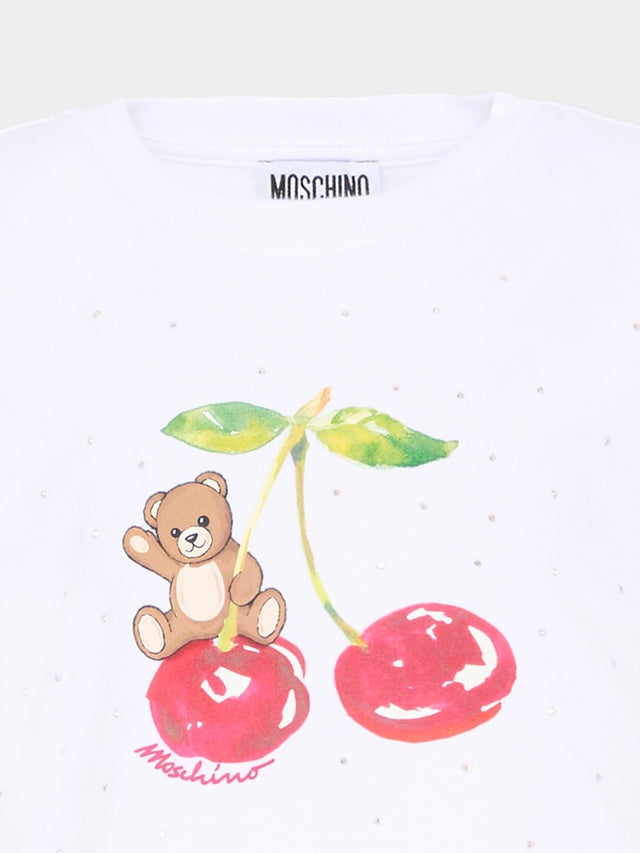 t-shirt con teddy ciliegia HFM06K LBA10 10101 MOSCHINO KIDS 