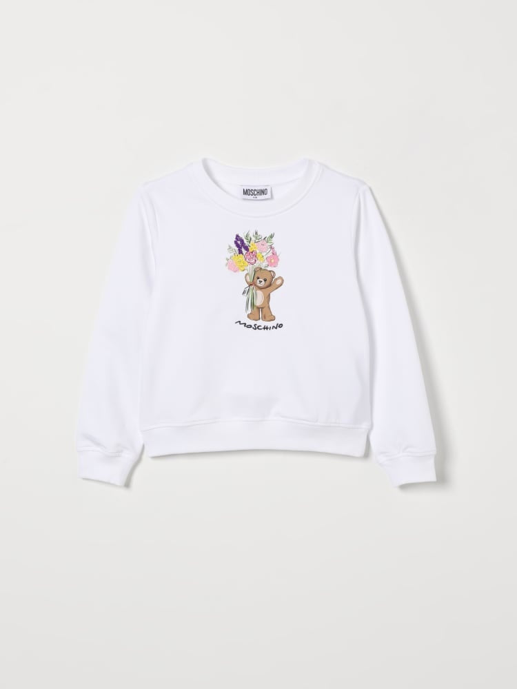 felpa con teddy fiori HLF02M LDA00 10101 MOSCHINO KIDS 
