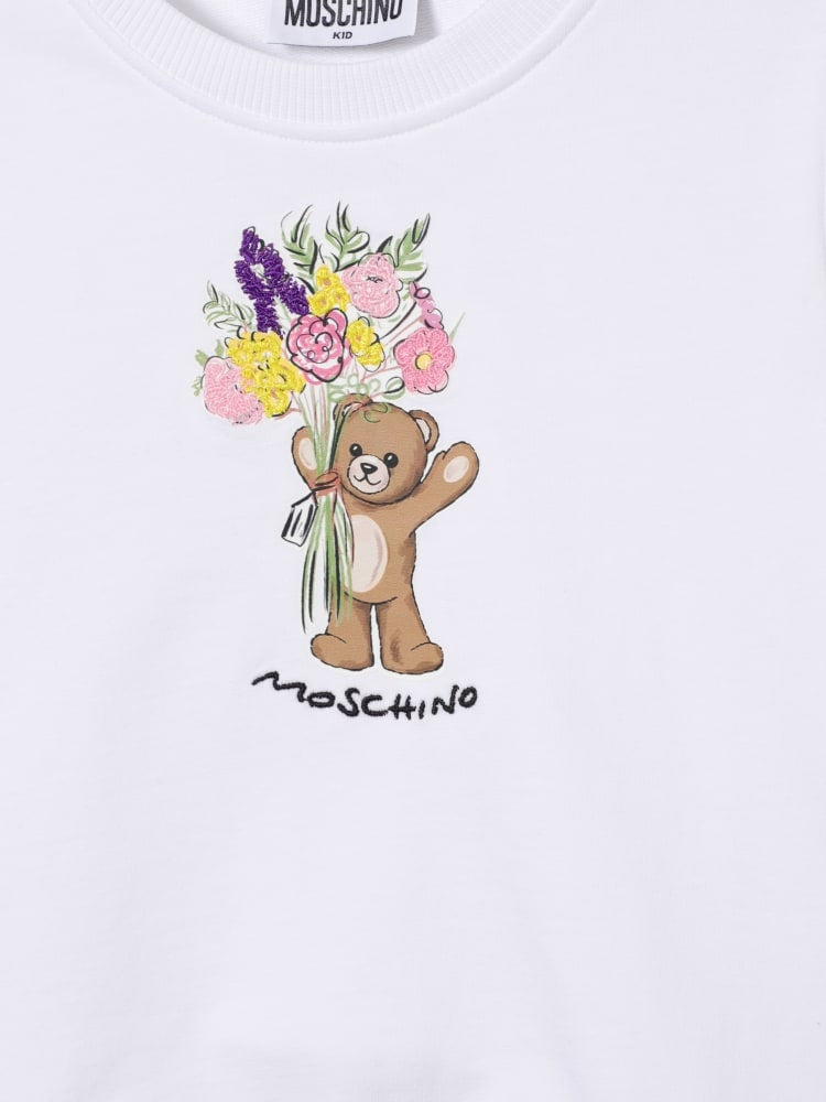 felpa con teddy fiori HLF02M LDA00 10101 MOSCHINO KIDS 