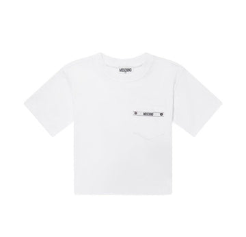 t-shirt con logo petto HUM05M LAA01 10101 MOSCHINO KIDS 