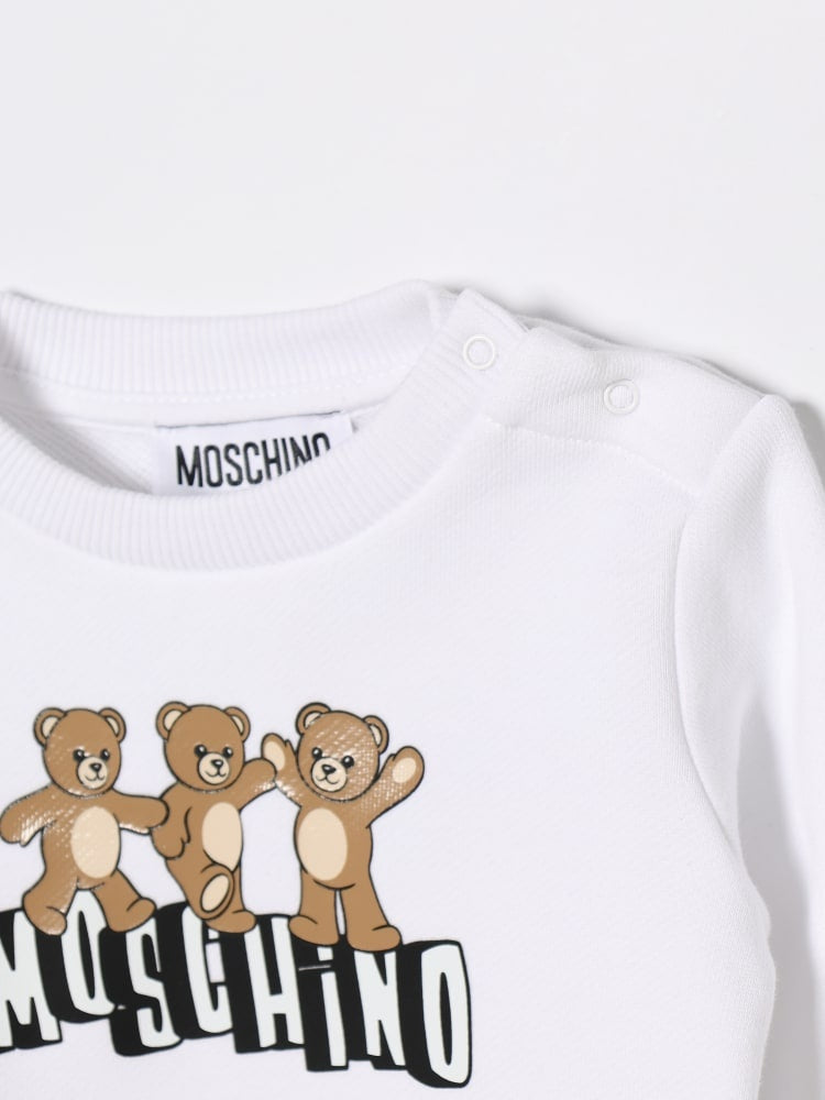 felpa scritta logo e teddy bear MTF060LCA89 10101 MOSCHINO KIDS 
