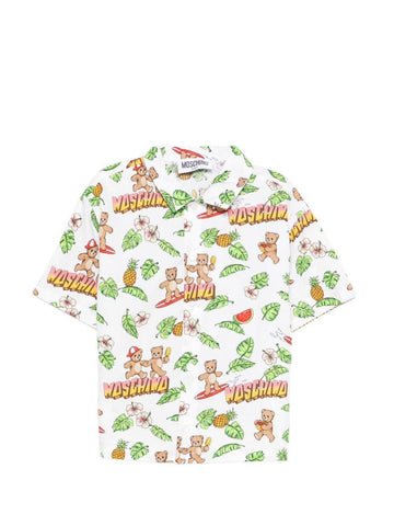 camicia con stampa all over MUC01LLLB64 83657 MOSCHINO KIDS 