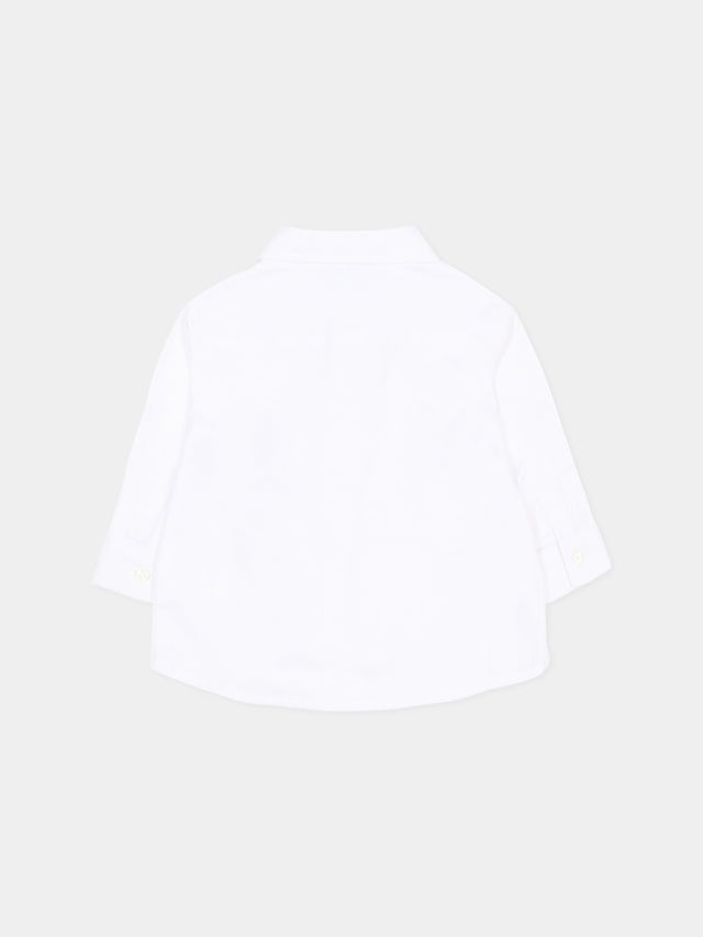 camicia con patch orso MUC01N LNE06 10101 MOSCHINO KIDS 
