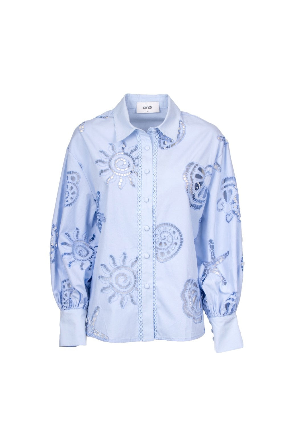 camicia con ricami ANACAPRI 250S6 CELESTE ODI' ODI' 