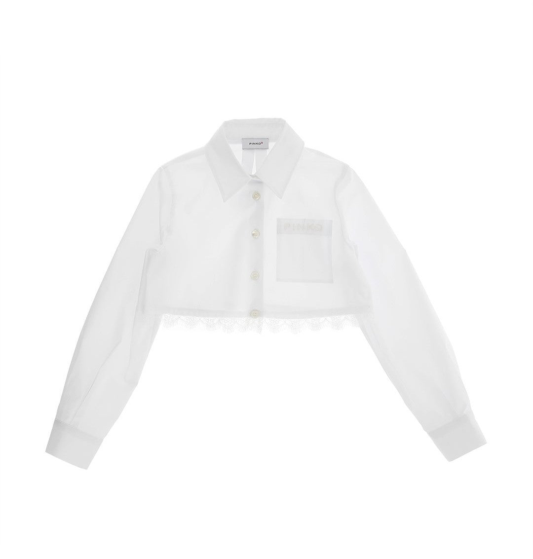 camicia cropped in pizzo KFCA031 CA027 0065 PINKO 
