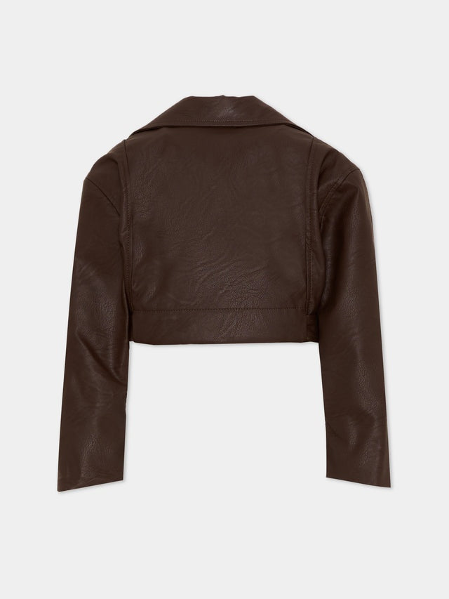 Giubbino cropped in pelle KFGB015 PE021 6024 PINKO 
