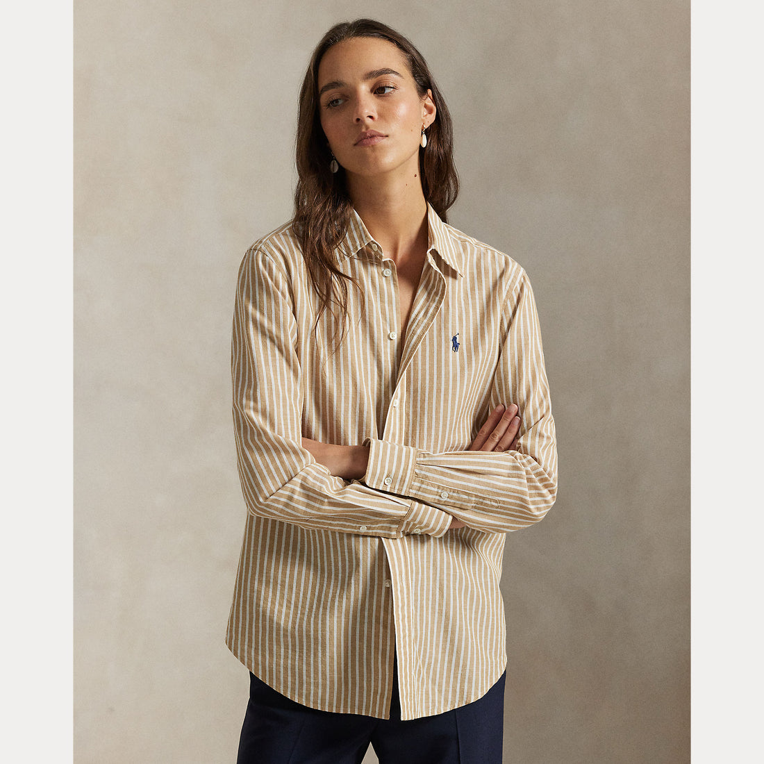 camicia in cotone e lino a righe 211-971514 501 RALPH LAUREN POLO 