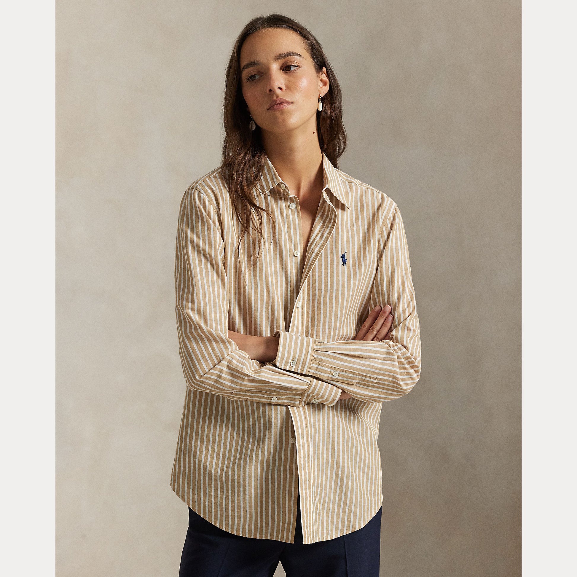 camicia in cotone e lino a righe 211-971514 501 RALPH LAUREN POLO 