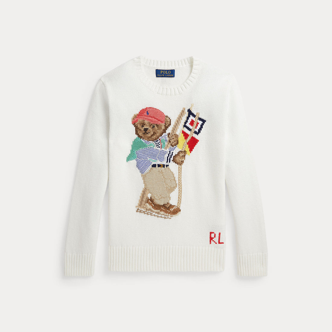 Maglione con orsetto 323A12203001 WHITE RALPH LAUREN POLO 
