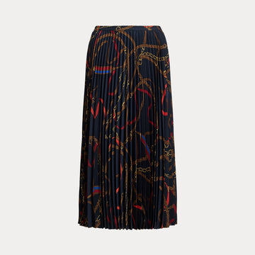 gonna plissettata con stampa cintura 200-P03550 001 LAUREN RALPH LAUREN 