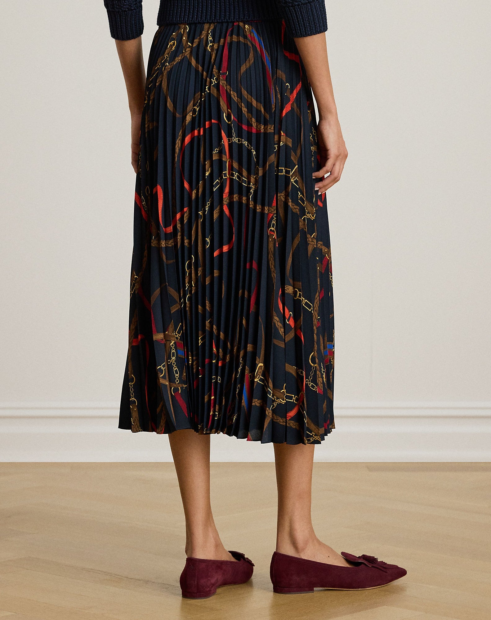 gonna plissettata con stampa cintura 200-P03550 001 LAUREN RALPH LAUREN 