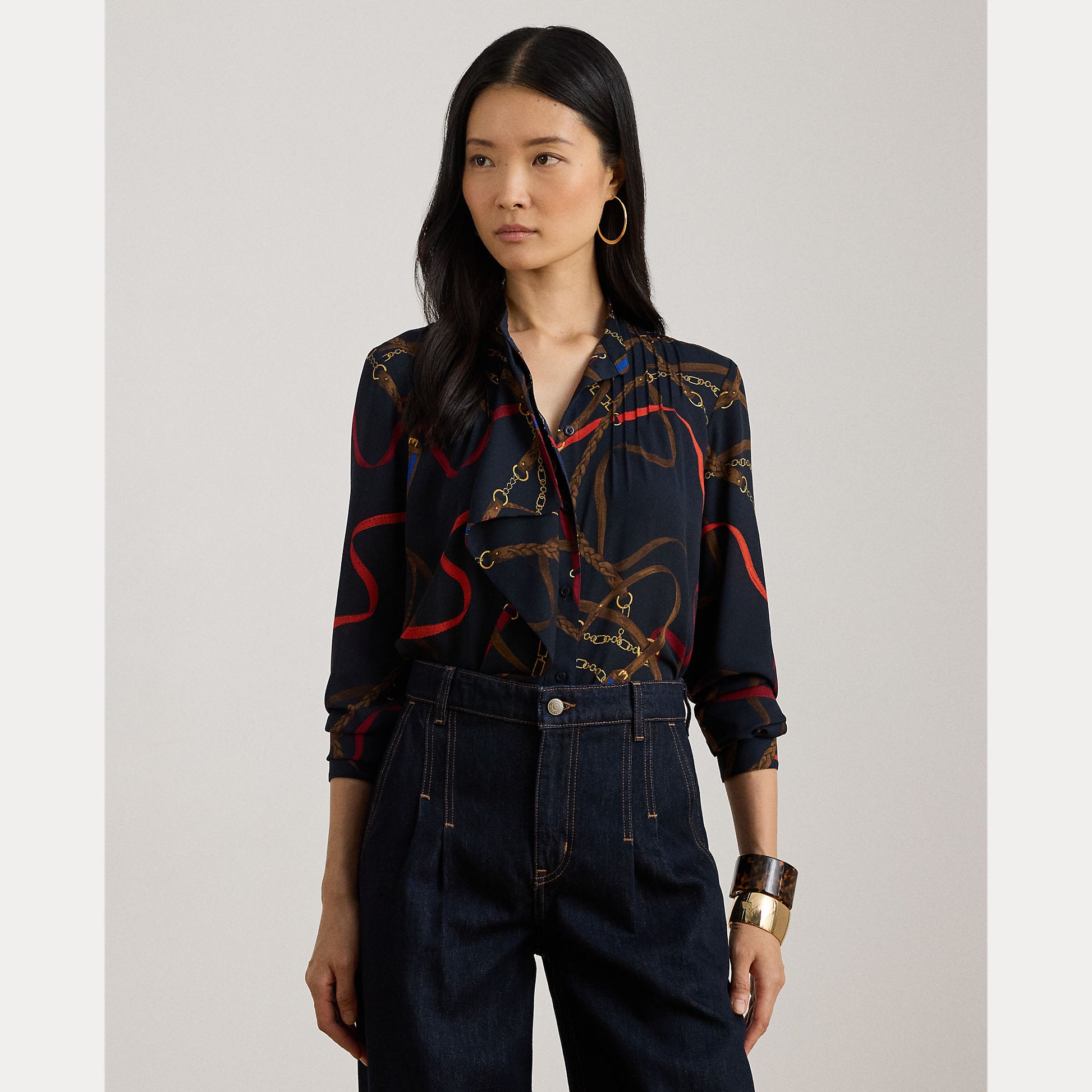 camicia con stampe a balze 200-P03553 001 LAUREN RALPH LAUREN 