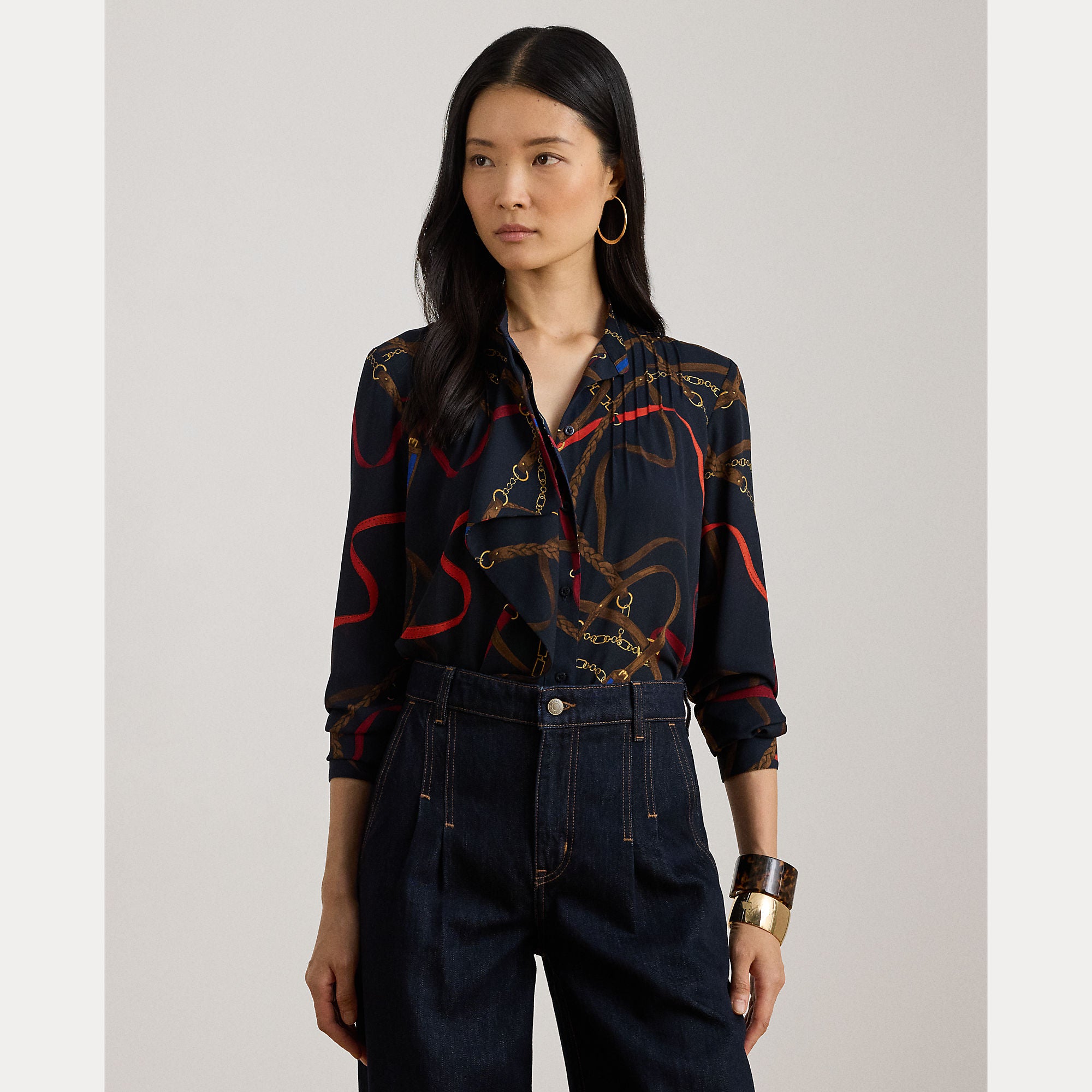 camicia con stampe a balze 200-P03553 001 LAUREN RALPH LAUREN 