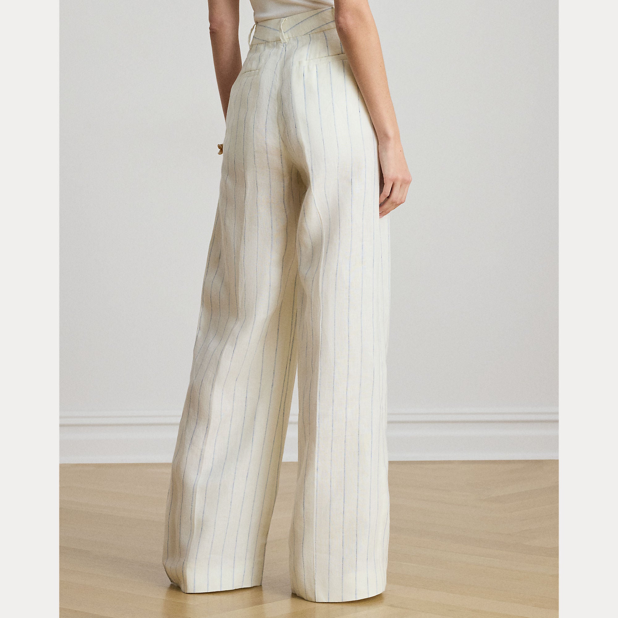 pantaloni in lino a righe 200-P08942 001 LAUREN RALPH LAUREN 