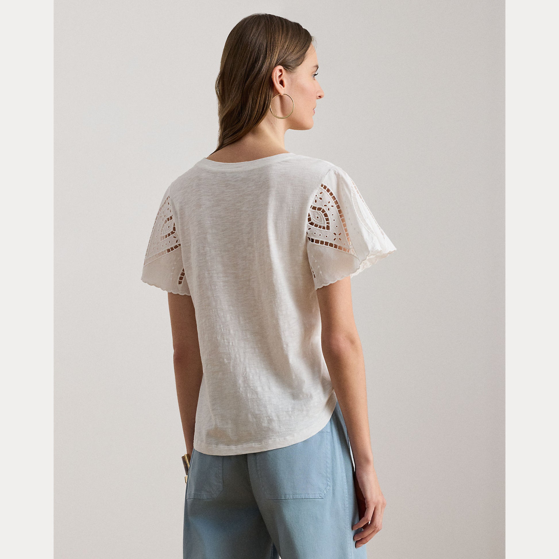 t-shirt traforato broadcloth 200-P09104 003 LAUREN RALPH LAUREN 