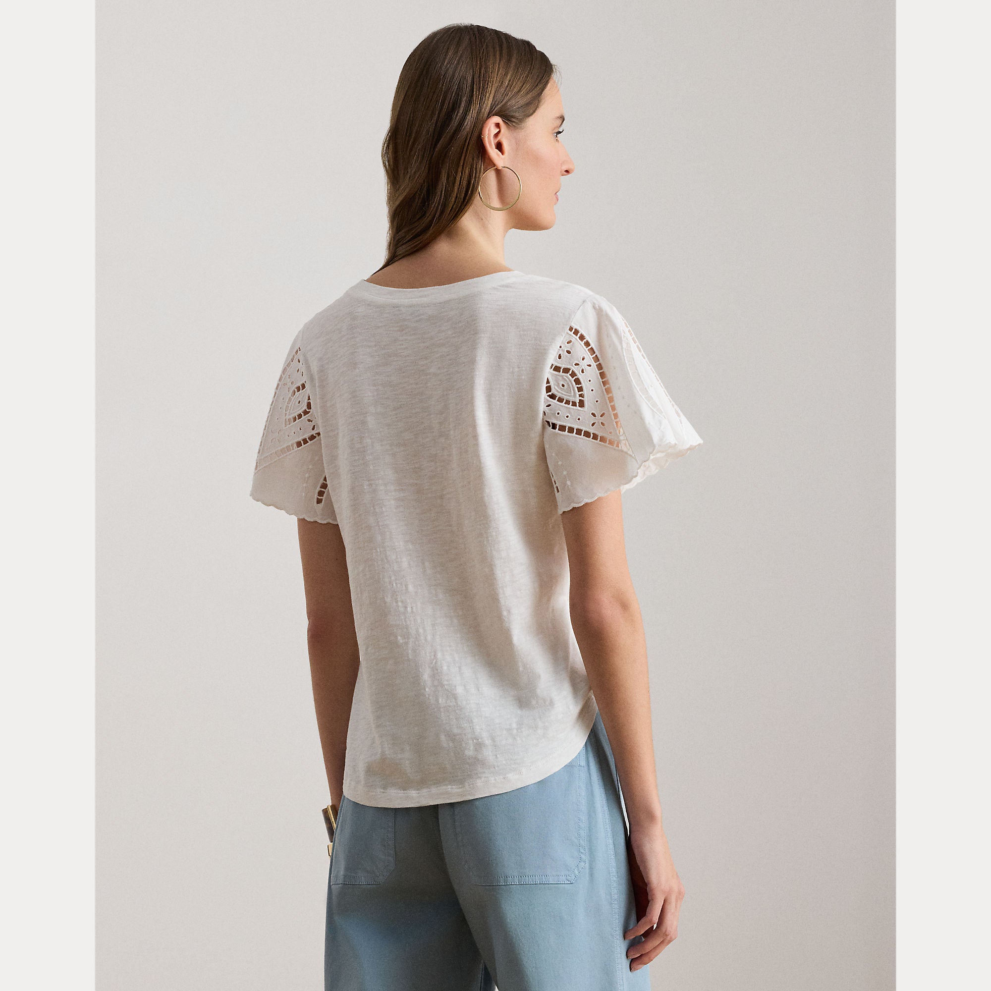 t-shirt traforato broadcloth 200-P09104 003 LAUREN RALPH LAUREN 