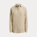 LAUREN RALPH LAUREN camicia di lino a righe Beige
