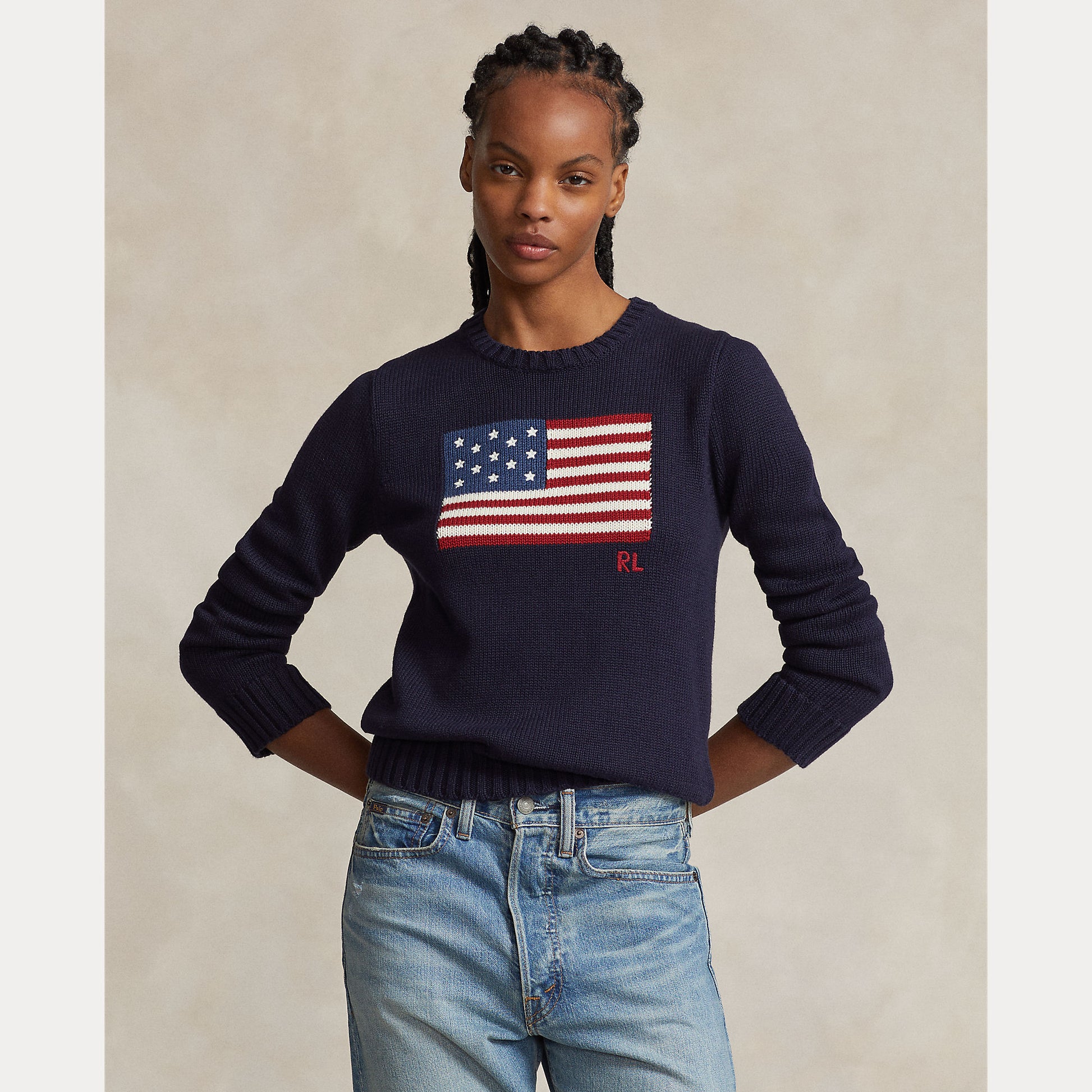 maglione girocollo con bandiera 211-896939 001 RALPH LAUREN POLO 