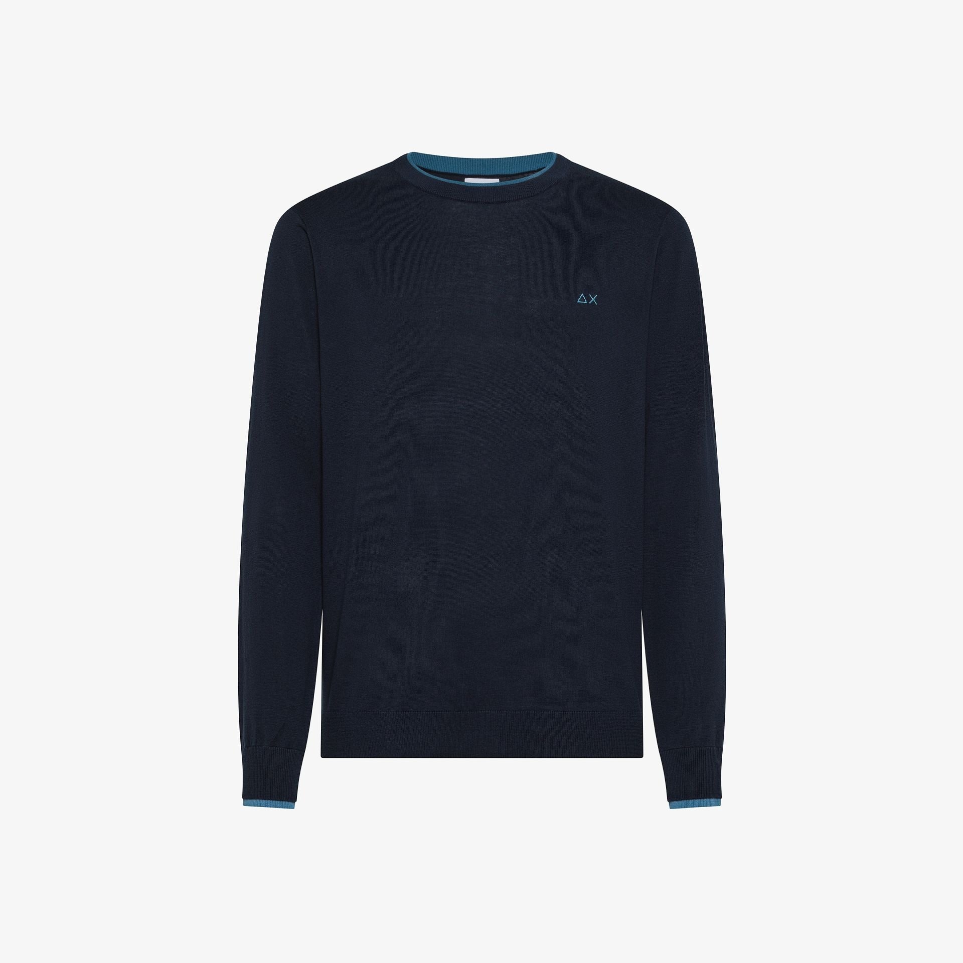 maglione con doppia striscia K36109 NAVY BLUE SUN68 