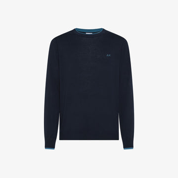 maglione con doppia striscia K36109 NAVY BLUE SUN68 
