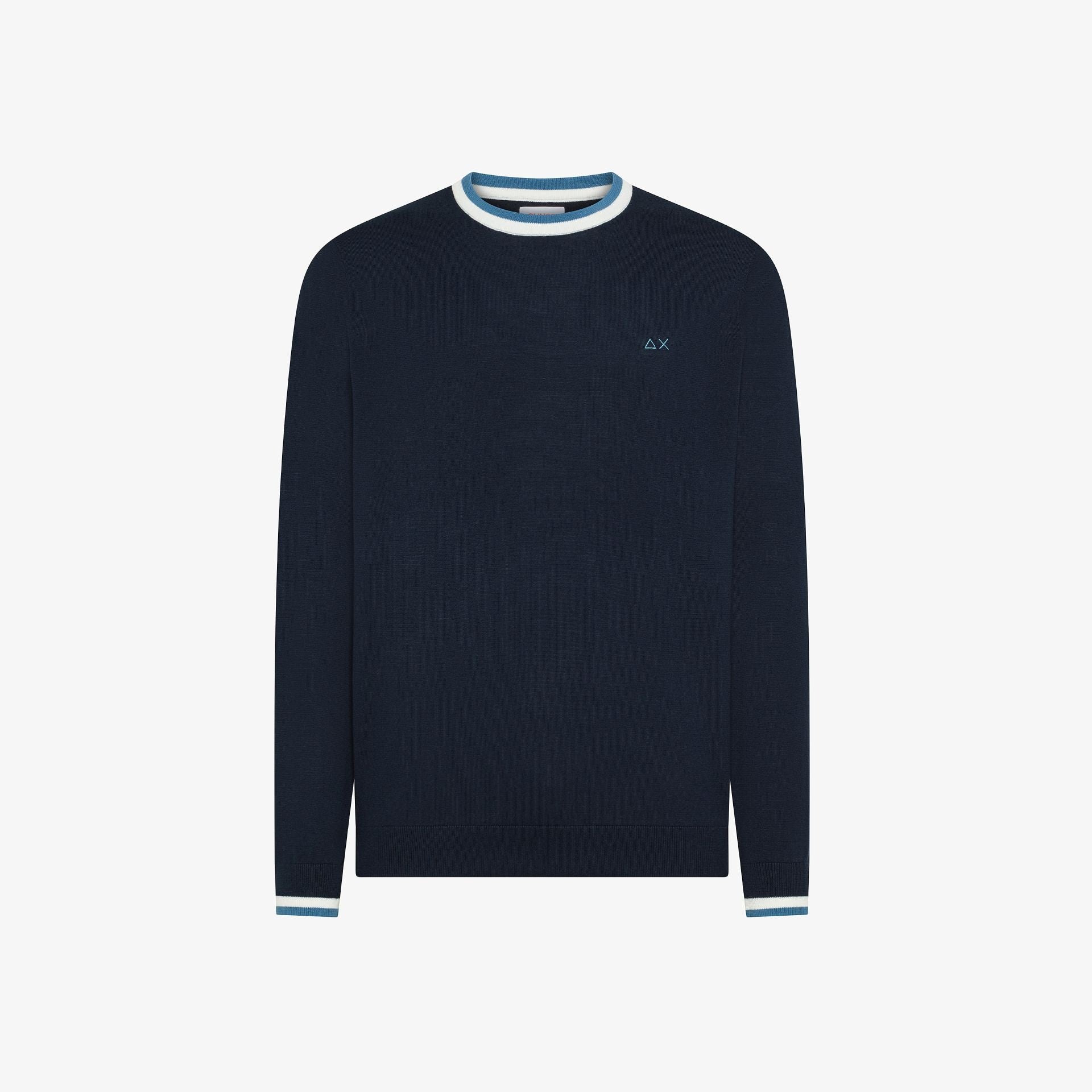 Maglione con collo contrasto K36112 NAVY BLUE SUN68 