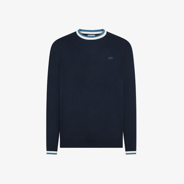 Maglione con collo contrasto K36112 NAVY BLUE SUN68 