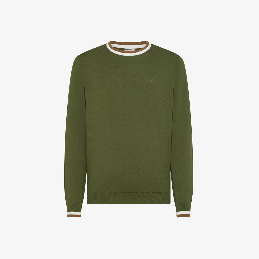 Maglione con collo contrasto K36112 VERDE SUN68 