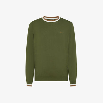 Maglione con collo contrasto K36112 VERDE SUN68 