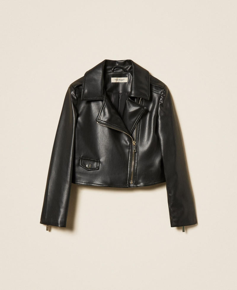 giacca biker effetto pelle 261GJ2053 00006 TWINSET GIRL 