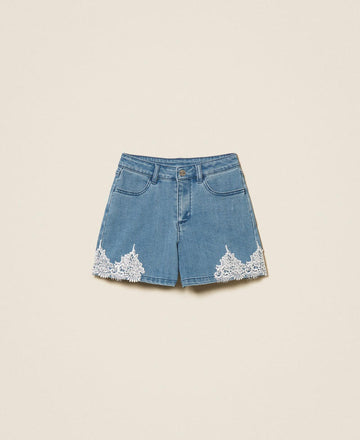 shorts in jeans con pizzo 261GJ2081 03451 TWINSET GIRL 