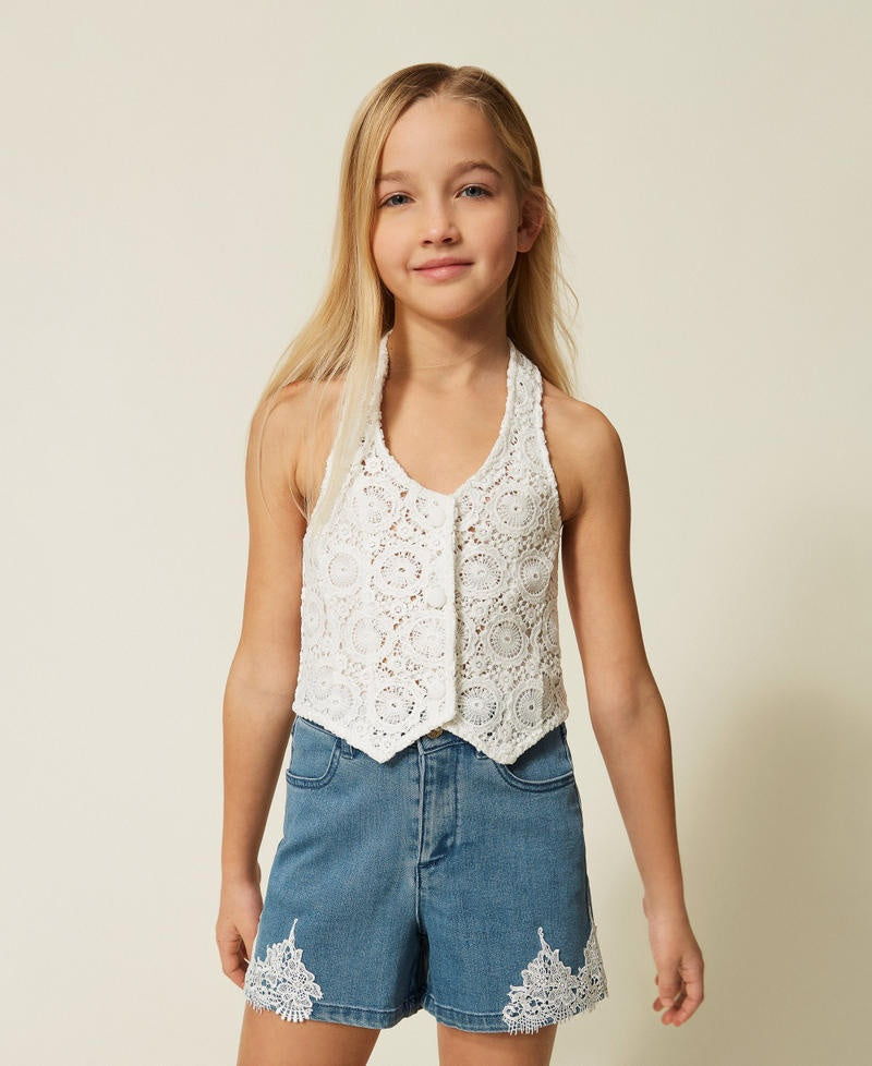 shorts in jeans con pizzo 261GJ2081 03451 TWINSET GIRL 