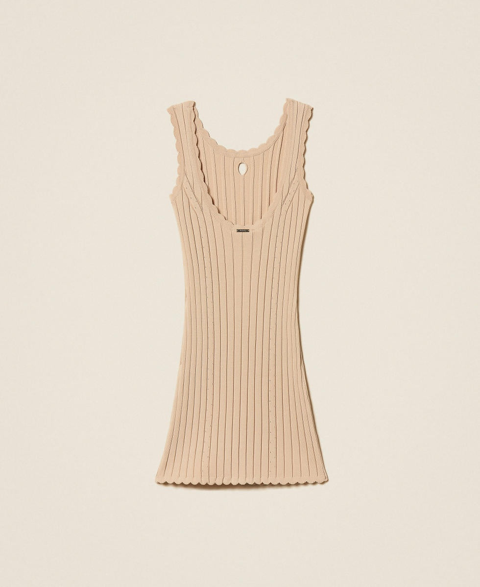 abito corto in maglia a costine 261GJ3014 13191 TWINSET GIRL 
