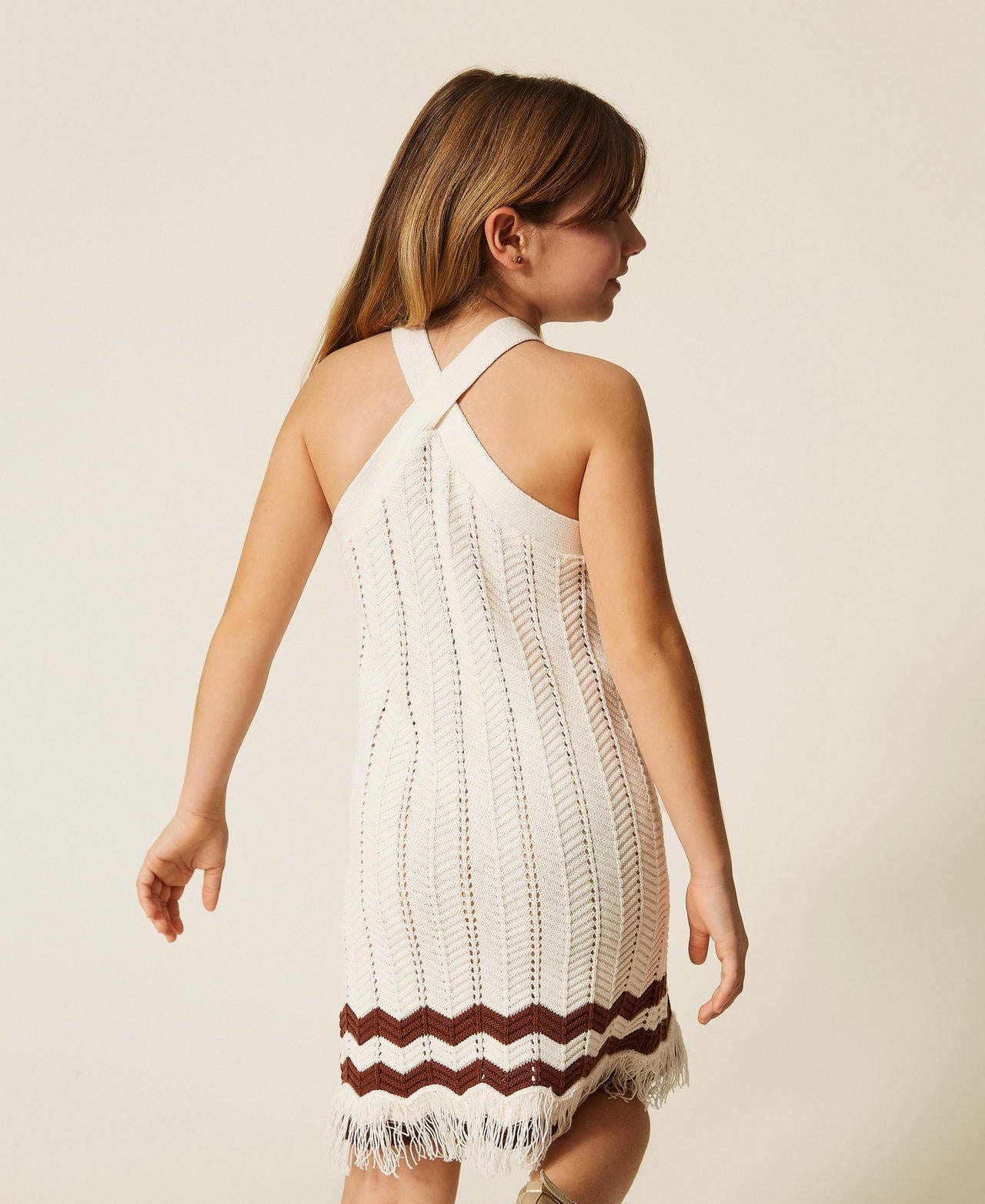 abito corto in maglia zigzag 261GJ3023 13198 TWINSET GIRL 