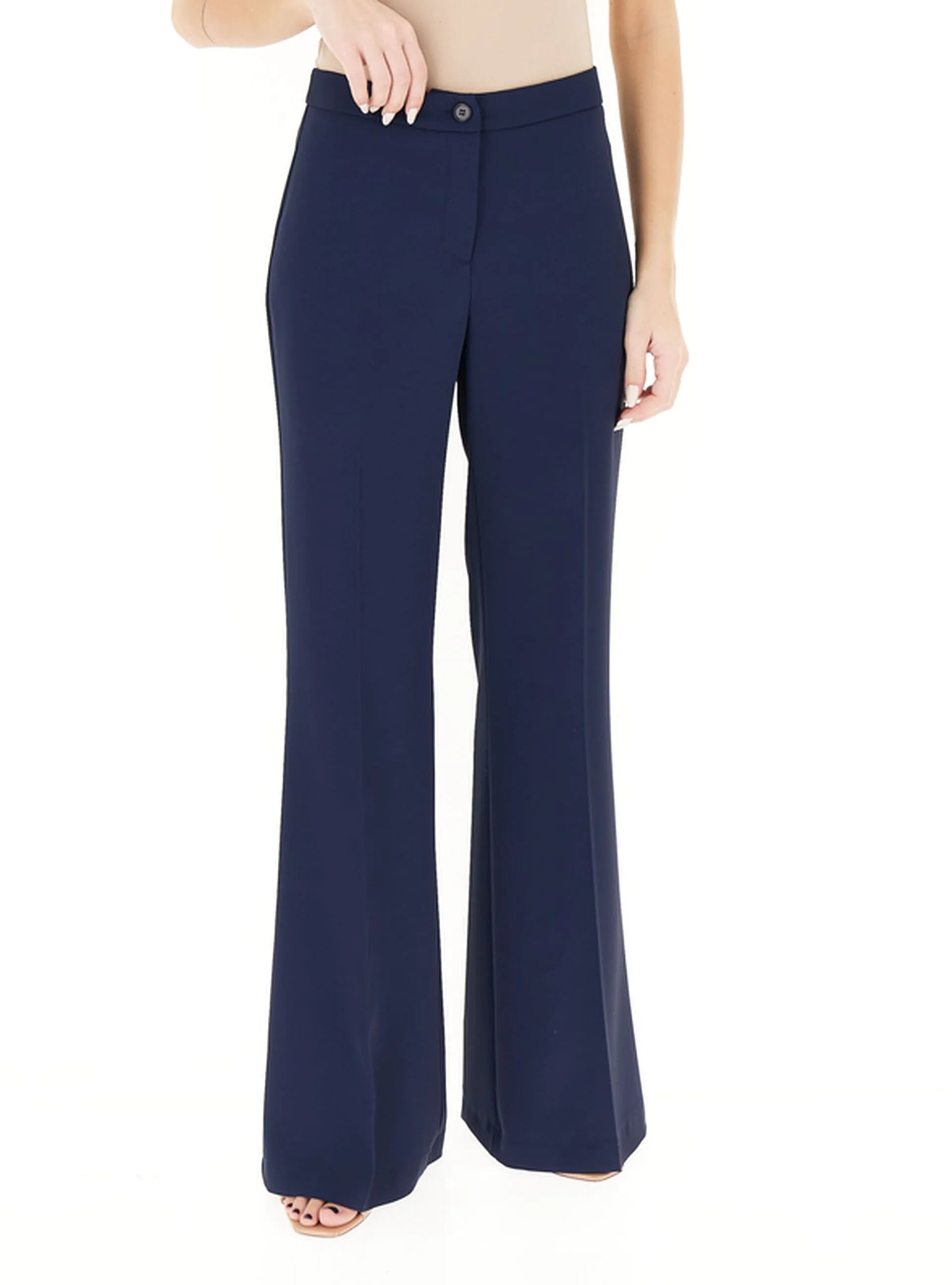 pantalone flare TAB0242 BLU VICOLO 