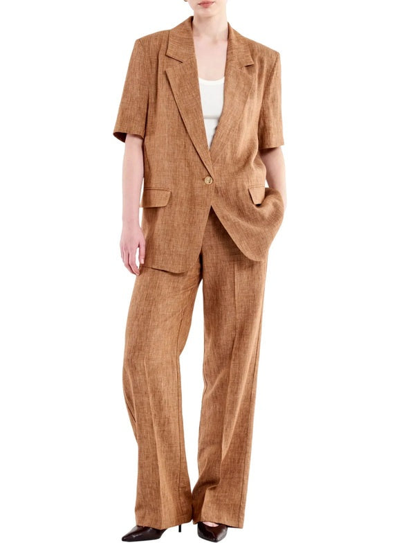 blazer maniche corte in lino TAB1729 TABACCO VICOLO 