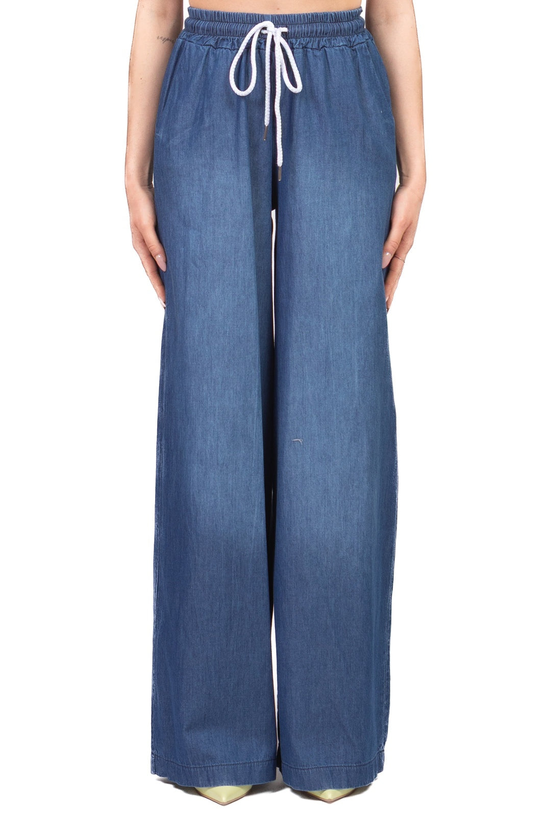 pantalone in chambray con coulisse TAB1875 DENIM VICOLO 
