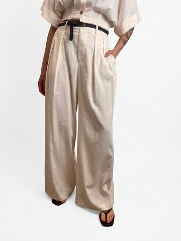 pantalone palazzo con pinces e cintura TAB2273 BURRO VICOLO 