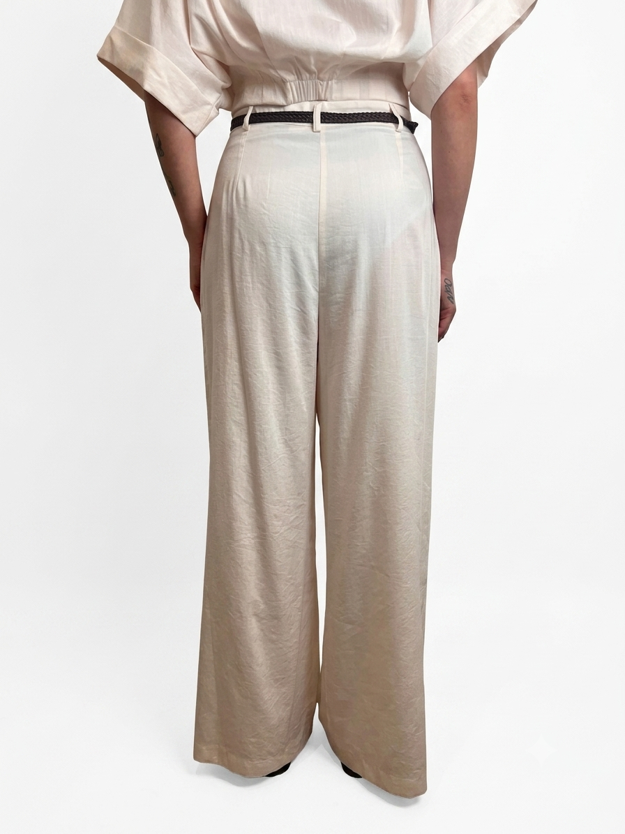 pantalone palazzo con pinces e cintura TAB2273 BURRO VICOLO 