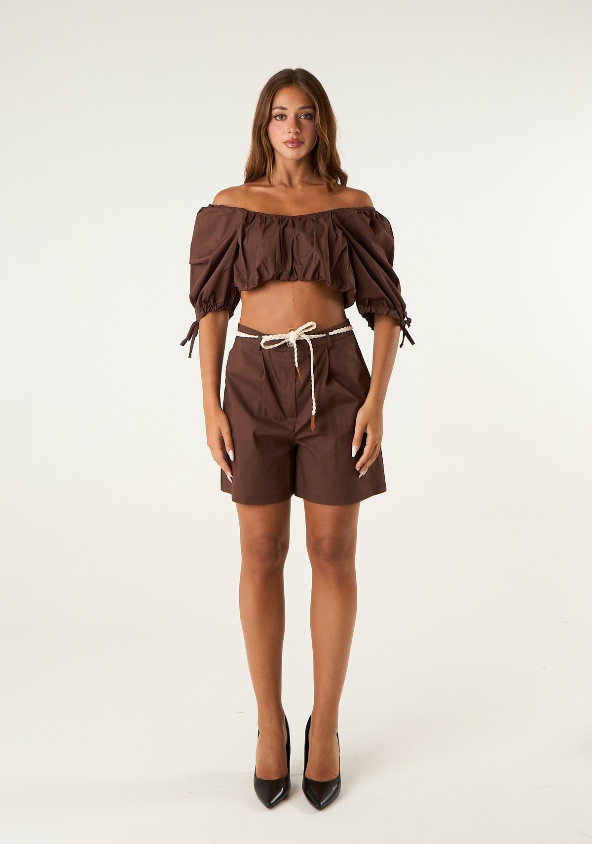 coordinato top e shorts TAB2618 NOCCIOLA VICOLO 