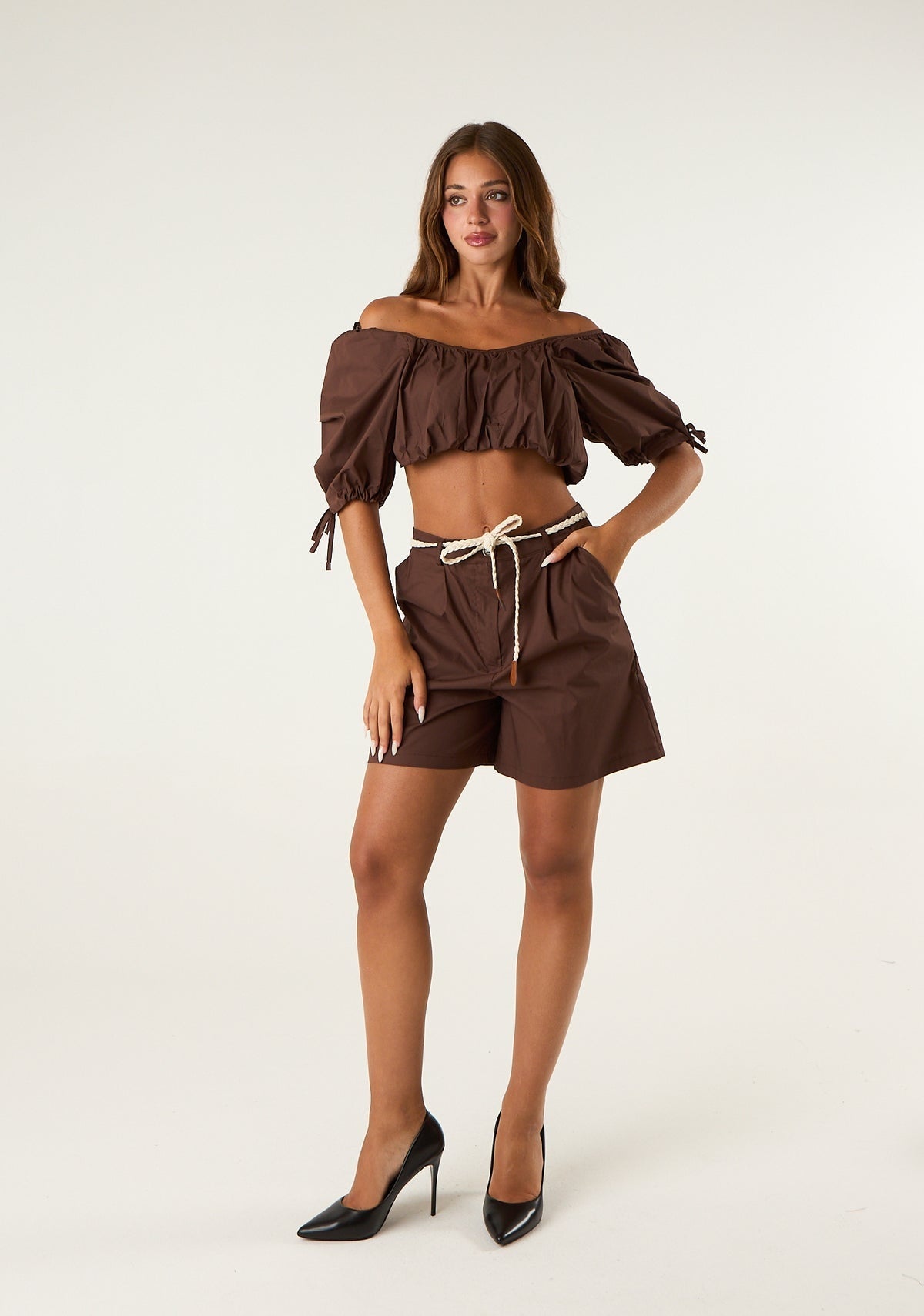 coordinato top e shorts TAB2618 NOCCIOLA VICOLO 