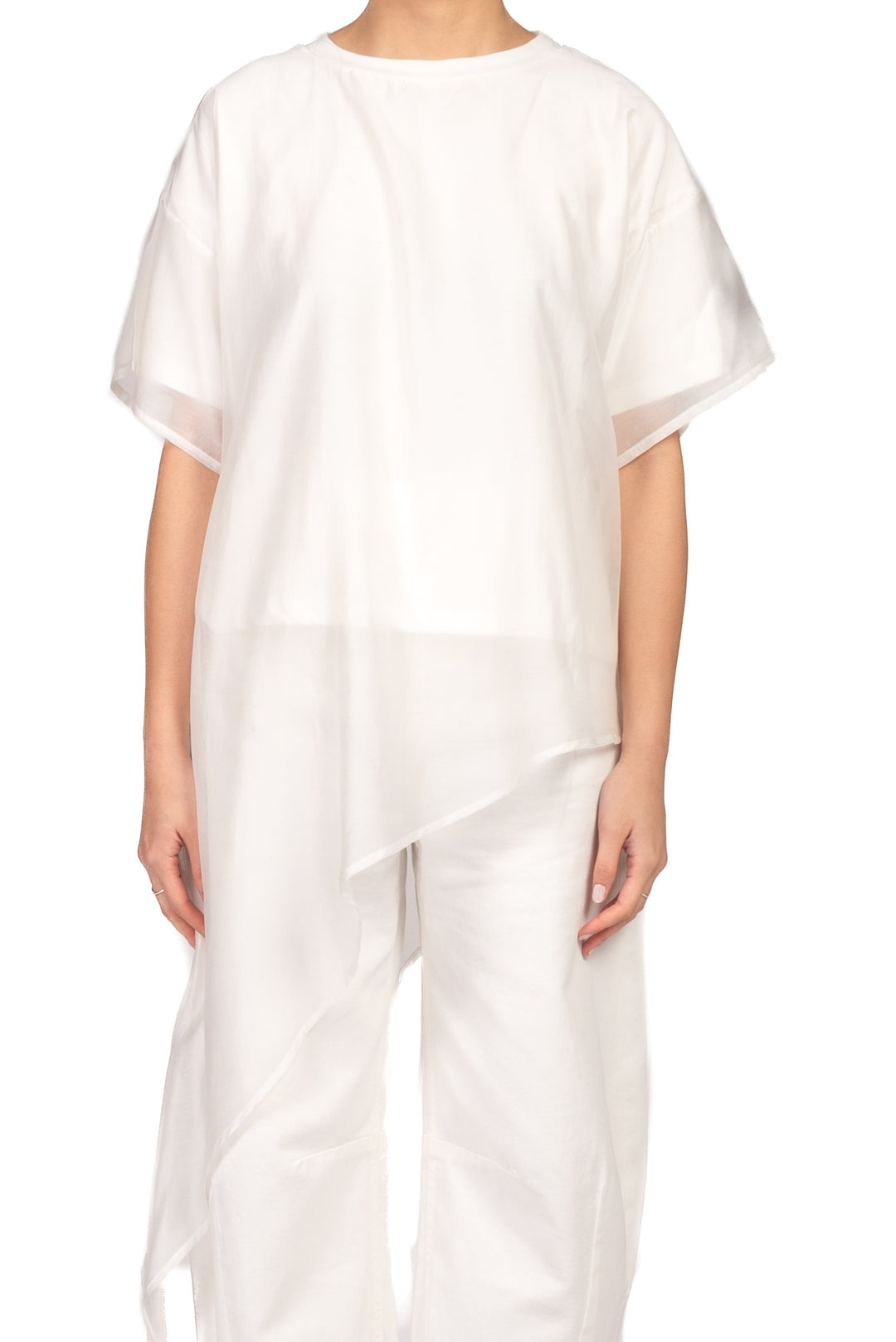 t-shirt asimmetrica UAB0189 BIANCO VICOLO 