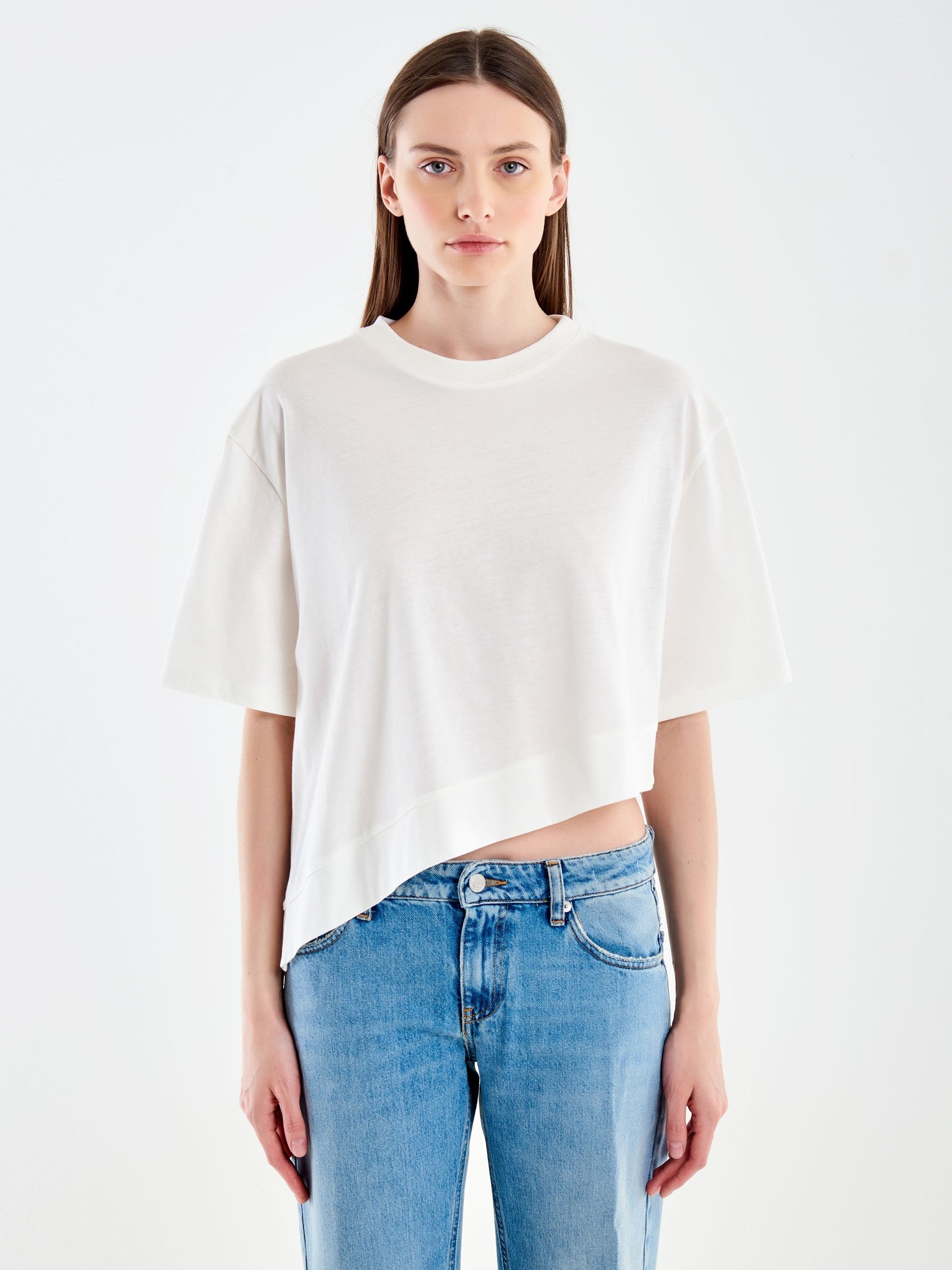 t-shirt asimmetrica UAB0281 BIANCO VICOLO 