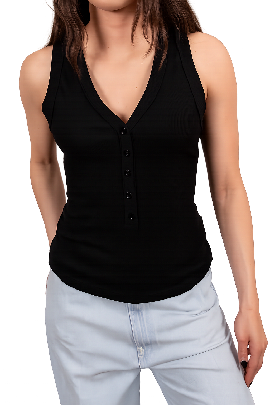 top a coste con bottoncini UAB0320 NERO VICOLO 